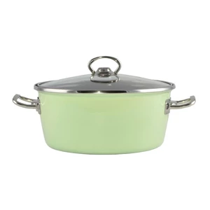 Zöld elite zománcozott lábas 22 cm + üvegfedő