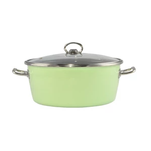 Zöld elite zománcozott lábas 24 cm + üvegfedő