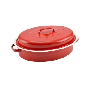 Zománcozott kacsasütő 37*26 cm piros-fehér