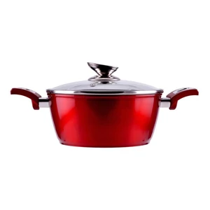 Metal red line tapadásmentes alumínium lábas üvegfedővel 22 cm, 2.6 l, indukciós