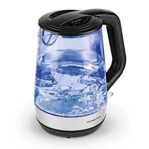Gourmetmaxx üveg vízforraló rozsdamentesacél fekete 1, 7 l 2200 w ds11330-l