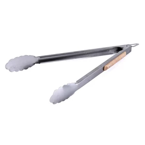Grillcsipesz / húsfogó 46 cm, rozsdamentes, fa betéttel