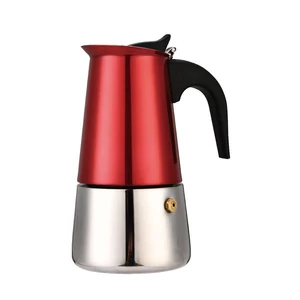 Metal red kotyogós kávéfőző 4 személyes rozsdamentes indukciós