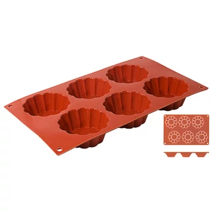 Szilikongumi sütőforma 6 db virág formájú sütihez