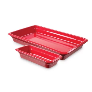 Porcelán GN 1/1-es edény 65 mm mély, piros, 8,8 L, 530 x 325 x 65 mm