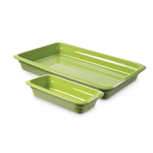 Porcelán GN 1/1-es edény 65 mm mély, zöld, 8,8 L, 530 x 325 x 65 mm