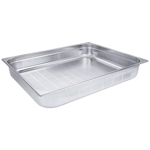 GN 2/1-es edény, perforált 100 mm mély, 30 L, 650 x 530 x 100 mm