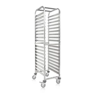 Regál, tálcaszedő kocsi 18 db trapéz tálcának