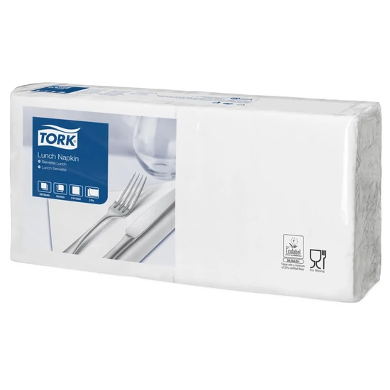 Szalvéta TORK Lunch 1/4 2 rétegű 33x33 cm (#200) /fehér/
