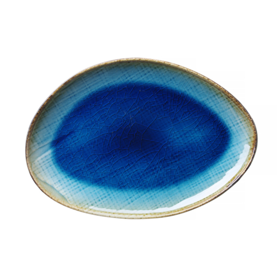 Lazur organikus formájú tányér, 27 x 19 cm