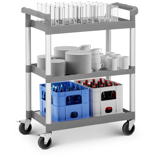 Műanyag szervízkocsi 3 polcos – 60 kg teherbírású felszolgáló kocsi