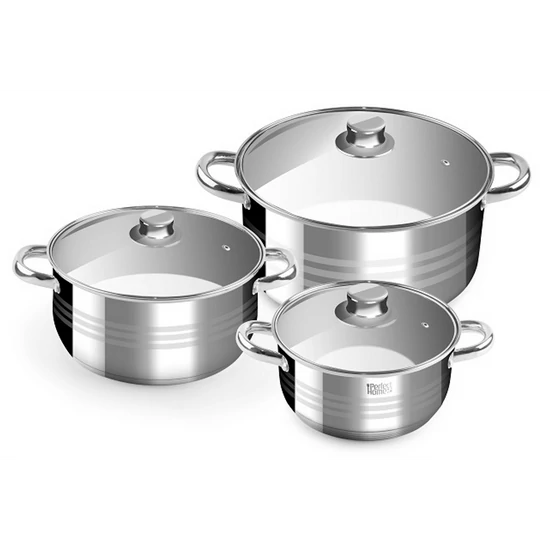 Rozsdamentes edénykészlet / lábas szett üvegfedővel