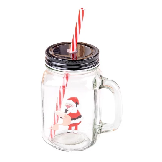 Bögre szívószállal karácsony-télapó