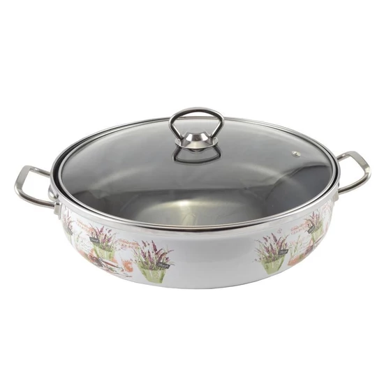 Levendula zománcozott szeletsütő lábas 26 cm+üvegfedő