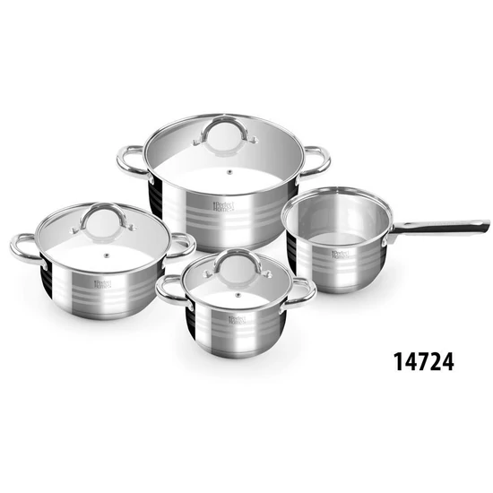 Deluxe 7 részes rozsdamentes edénykészlet üvegfedővel