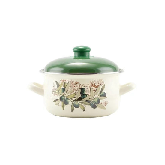 Oliva zománcozott lábas 16 cm+fedő