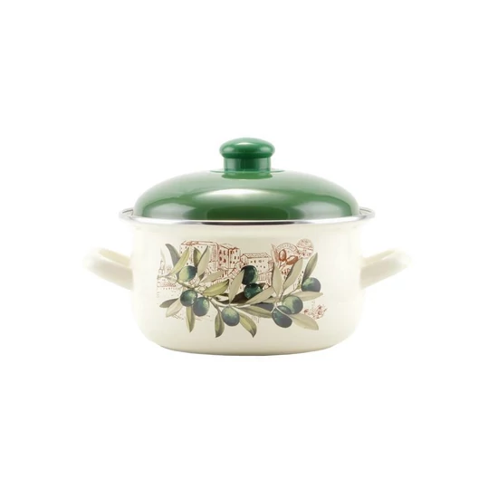 Oliva zománcozott lábas 18 cm+fedő