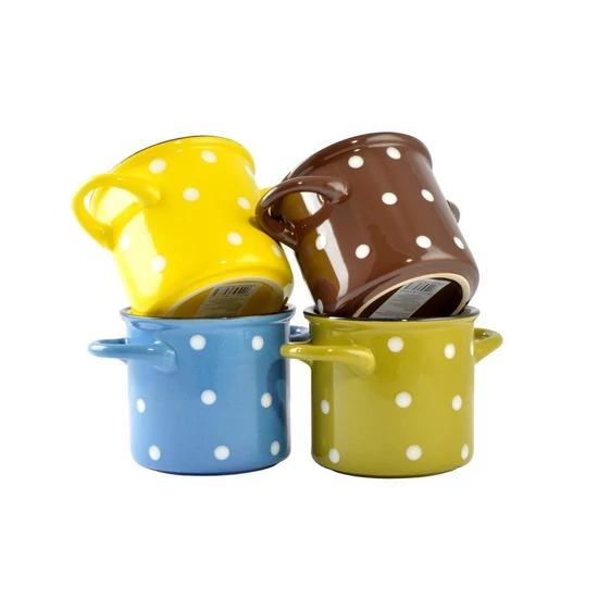 Levesestál fazék formájú bögre pöttyös 385 ml