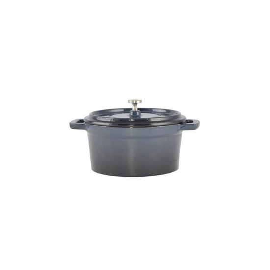 Zománcozott öntöttvas lábas mini 14 cm acélkék