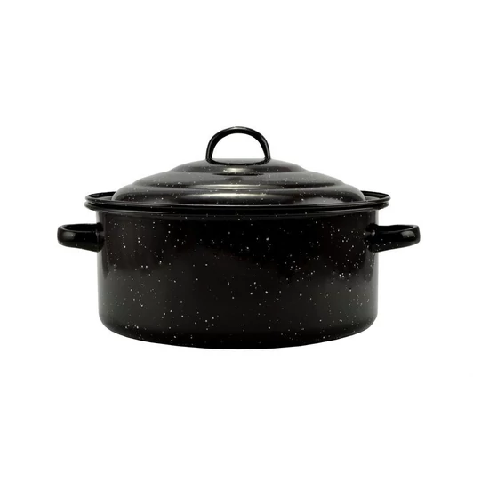 Zománcozott lábas fedővel 27 cm 2, 8 liter fekete