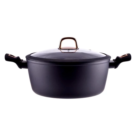 Golden line tapadásmentes alumínium lábas üvegfedővel 28 cm, 6, 1 l, indukciós