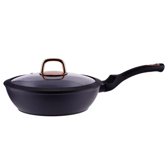Golden line tapadásmentes alumínium wok üvegfedővel 24 cm indukciós