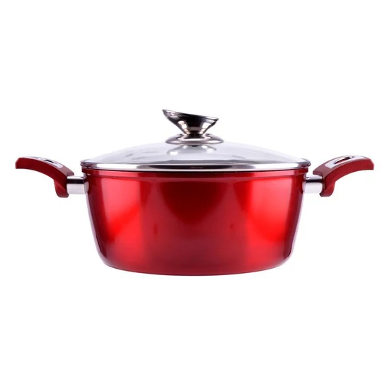 Metal red line tapadásmentes alumínium lábas üvegfedővel 24 cm 4.5 l, indukciós