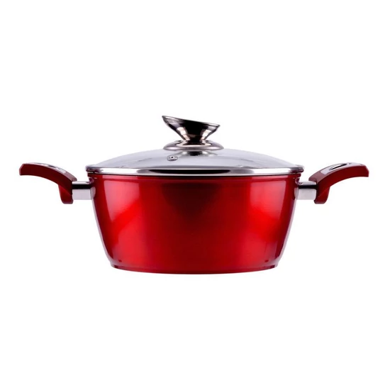 Metal red line tapadásmentes alumínium lábas üvegfedővel 22 cm, 2.6 l, indukciós