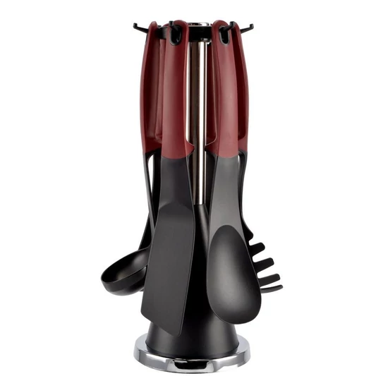 Tálalószett műanyag, szilikon nyéllel 6 részes + állvány