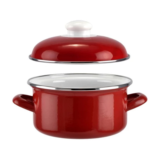 Bordó zománcozott lábas fedővel 16 cm