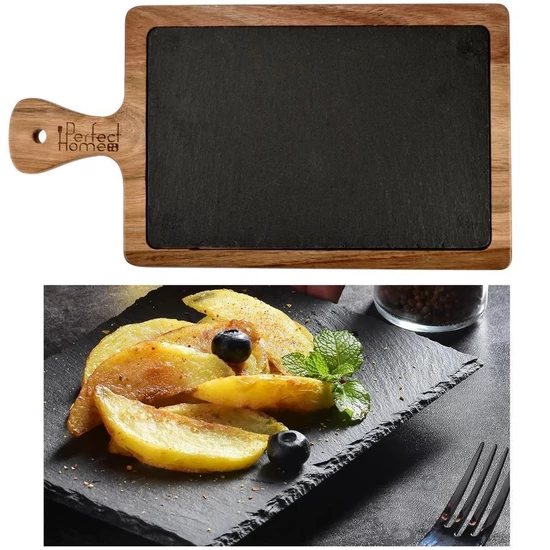 Pala nyeles tálaló akáciafa tartóval 26*18 cm