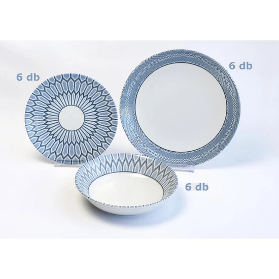Tányérkészlet 18 részes 1030-d kék-fehér