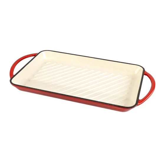 Zománcozott öntöttvas grill tepsi 33*21, 5 cm piros