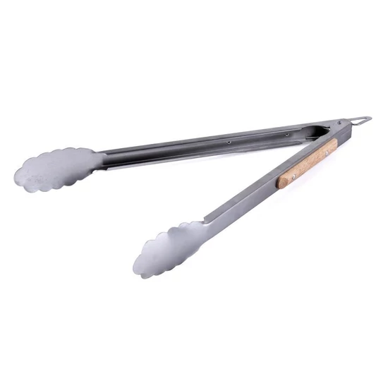 Grillcsipesz / húsfogó 46 cm, rozsdamentes, fa betéttel