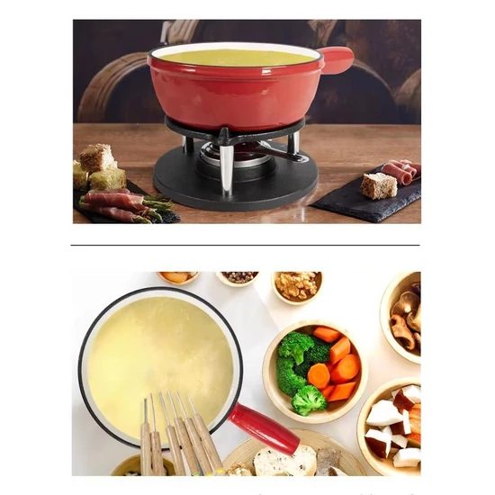 Zománcozott öntöttvas fondue szett ~1, 8 liter piros