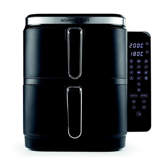 Gourmetmaxx forrólevegős fritőz / airfryer kétkamrás függőleges 2 x5 l 2800 w ds15305-l