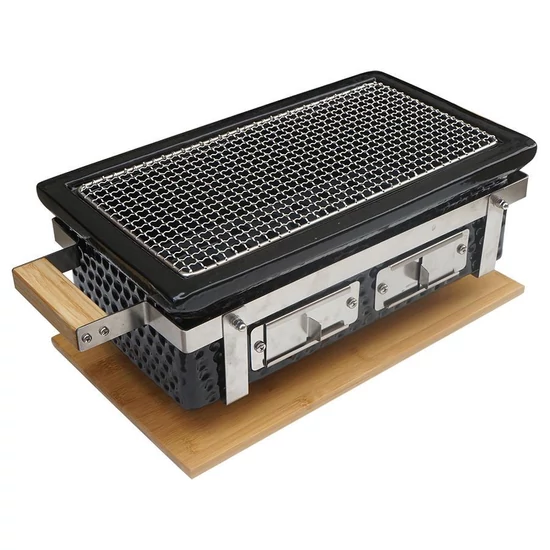Hibachi grillező 39*22 cm szögletes fekete
