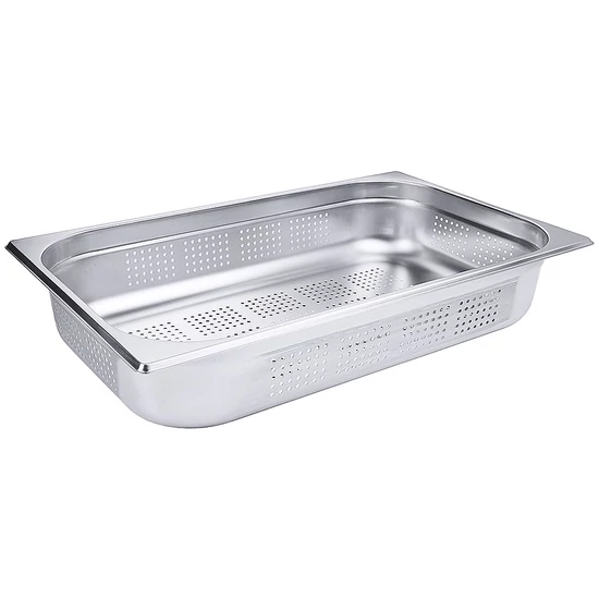 GN 1/1-es edény, körbe perforált 100 mm mély, 13,7 L, 530 x 325 x 100 mm
