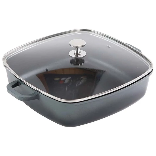 AluChef® öntött alumíniumból készült szögletes lábas fedővel, szürke, 5 L