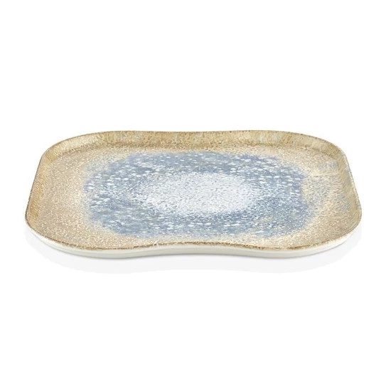 Smooth vegan négyzettányér 33 x 33 cm, sárga - kék