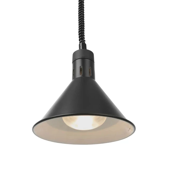 Függesztett melegentartó lámpa kúp alakú, HENDI, Fekete, 230V/250W, ø275x(H)250mm