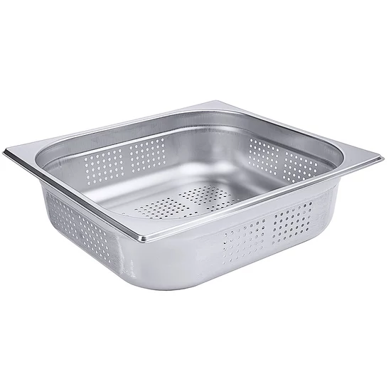 GN 2/3-es edény, körbe perforált 100 mm mély, 9 L, 355 x 325 x 100 mm
