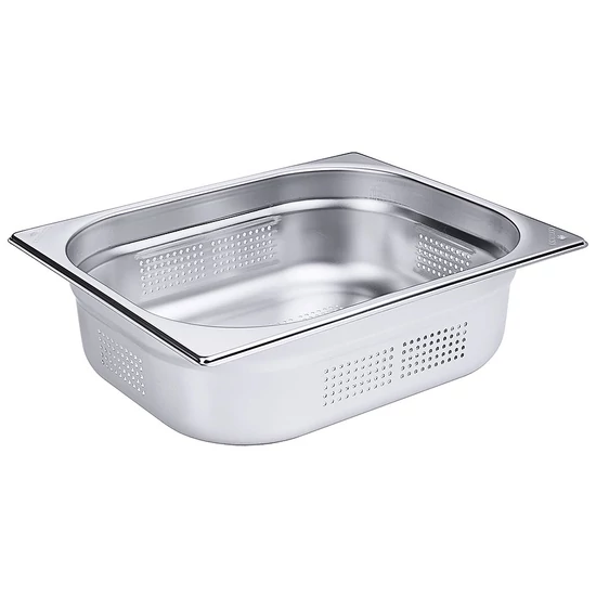 GN 1/2-es edény, körbe perforált 100 mm mély, 6,1 L, 325 x 265 x 100 mm