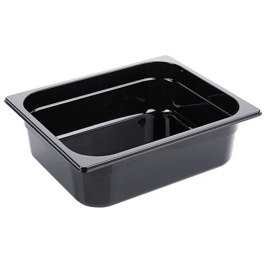 Fekete polikarbonát GN 1/2-es edény 100 mm mély, 6,1 L