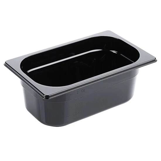 Fekete polikarbonát GN 1/4-es edény 100 mm mély, 2,5 L