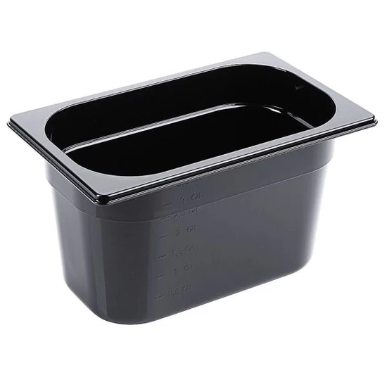Fekete polikarbonát GN 1/4-es edény 150 mm mély, 3,8 L
