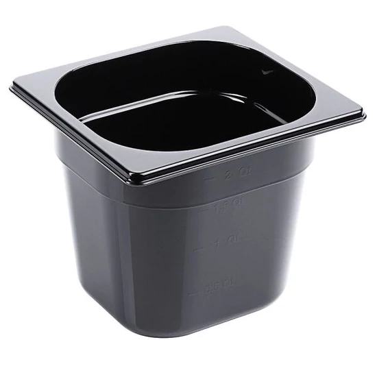 Fekete polikarbonát GN 1/6-os edény 150 mm mély, 2,3 L