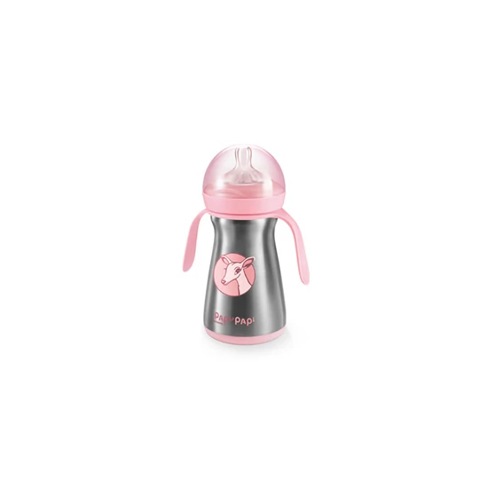 PAPU PAPI hőtartó cumisüveg 200 ml,rózs.